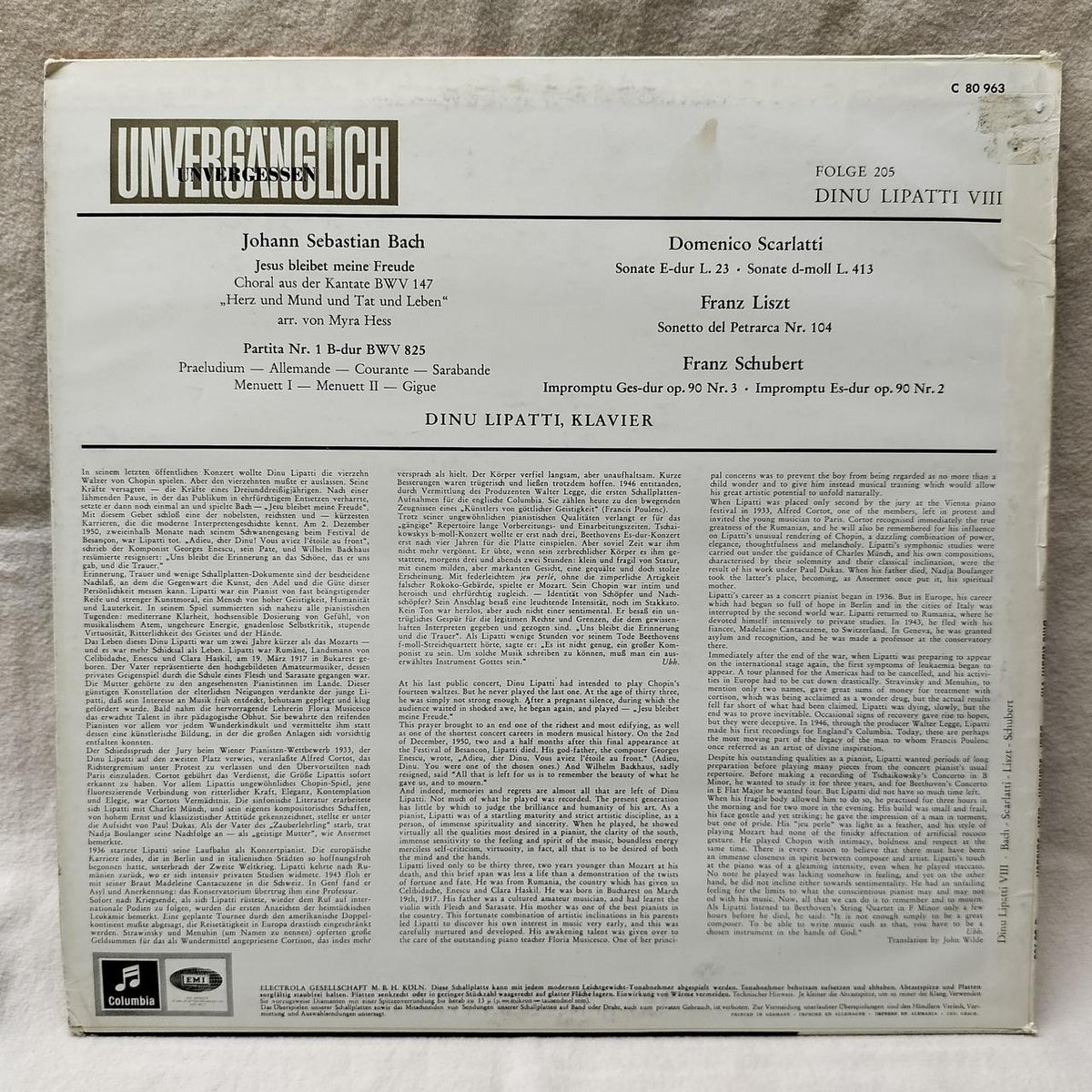COLUMBIA LP Software C80963