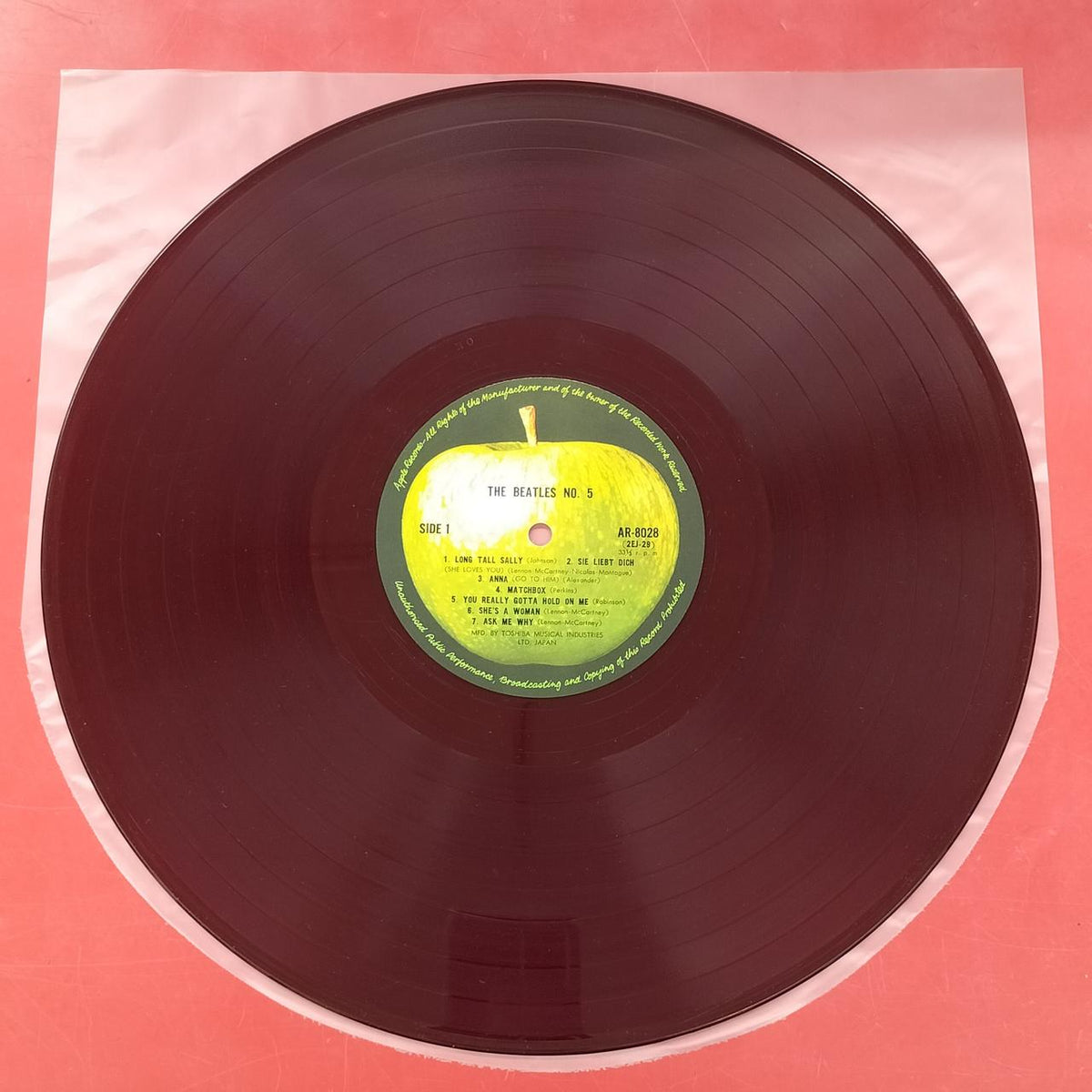 APPLE RECORDS THE BEATLES BEATLES NO. 5 Red Disc AR-8028 Red Disc