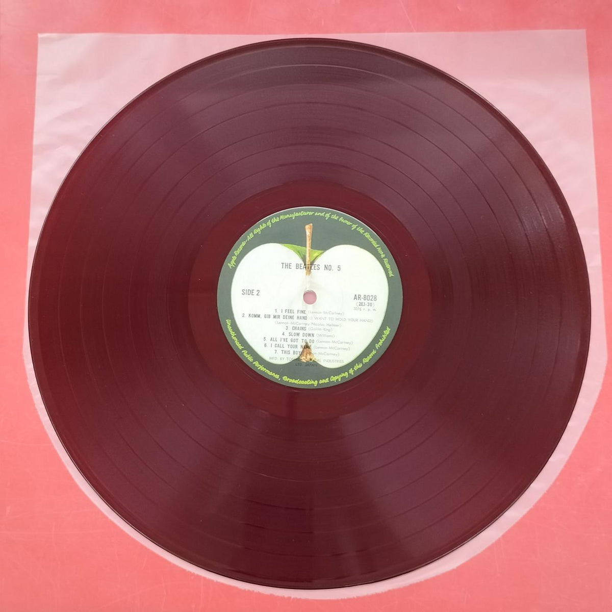 APPLE RECORDS THE BEATLES BEATLES NO. 5 Red Disc AR-8028 Red Disc