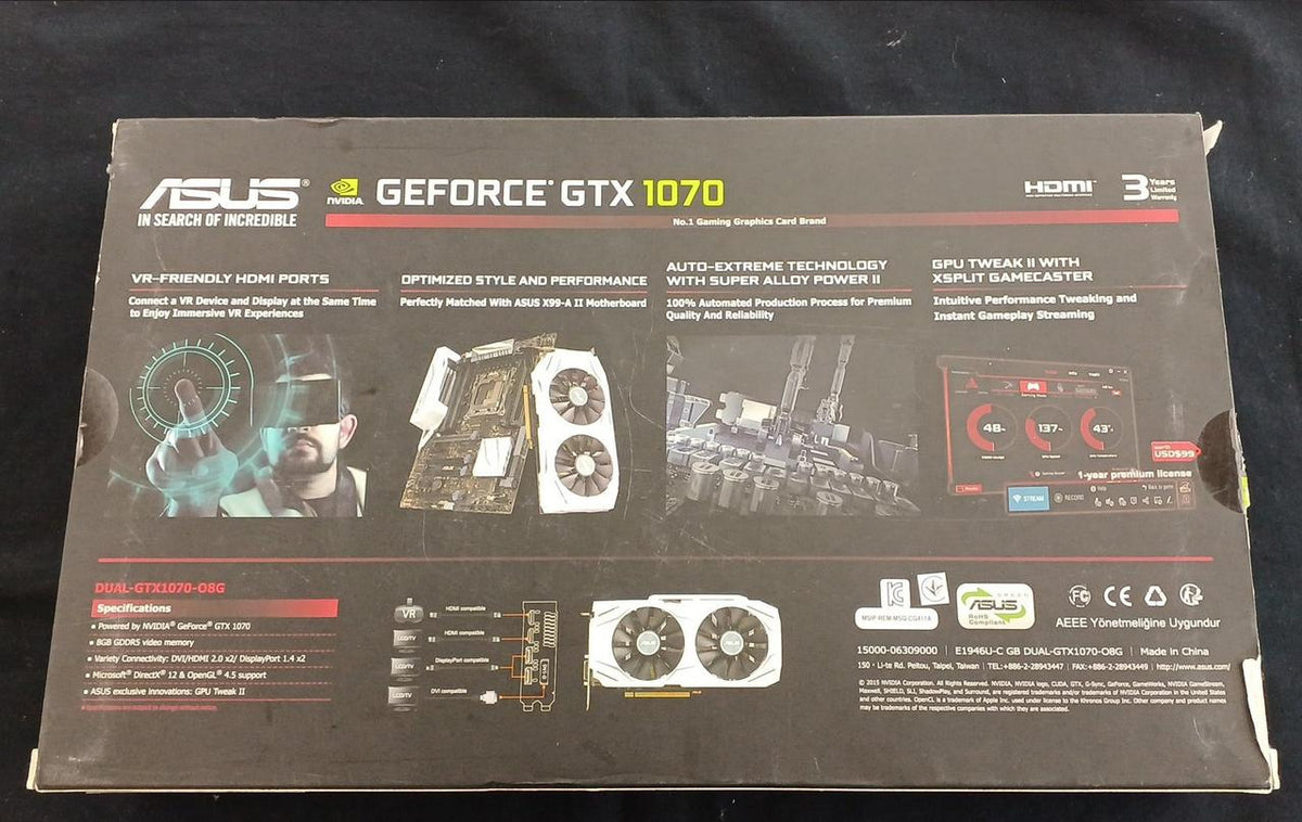 ASUS Graphics Card: DUAL-GTX1070-O8G