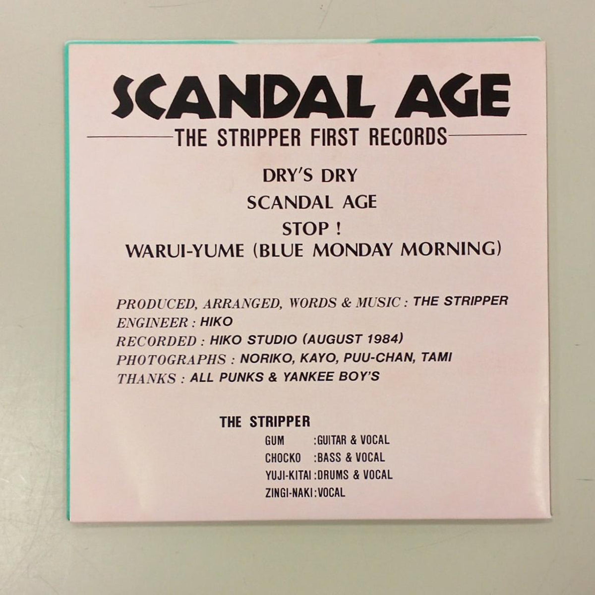 Self-owned disc THE STRIPPER/SCANDAL AGE