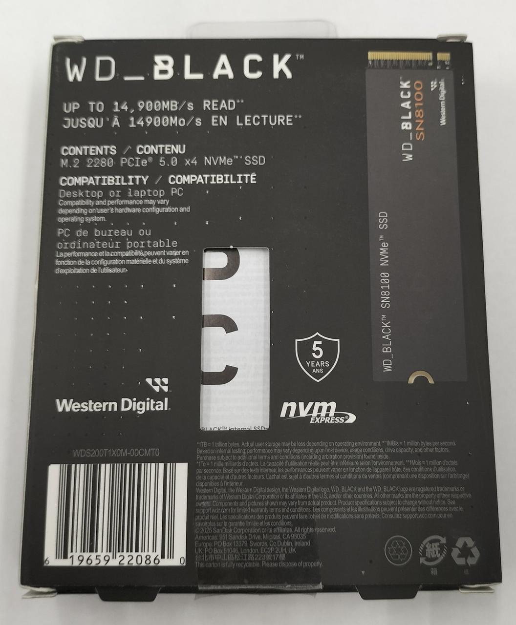 WESTERN DIGITAL M.2 SSD SN8100 2TB