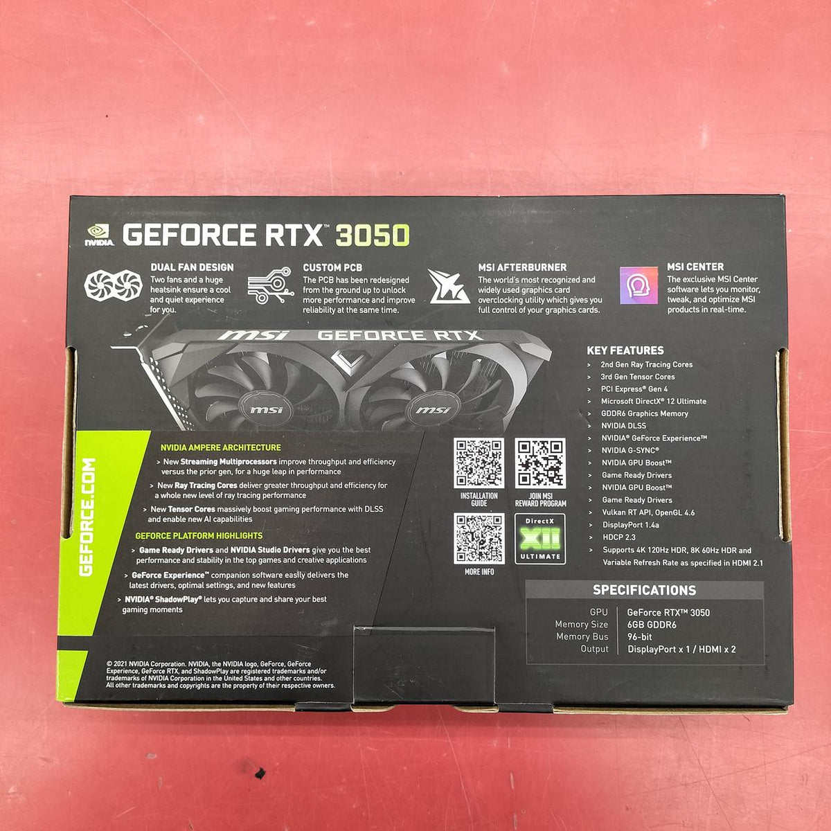 MSI Graphics Board: GEFORCE RTX 3050 VENTUS 2X E 6