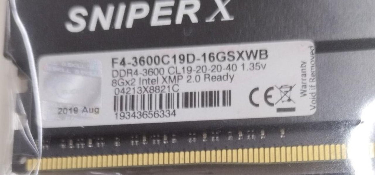 G.SKILL DDR4 8GB memory x2 F4-3200C16D-16GSXWB