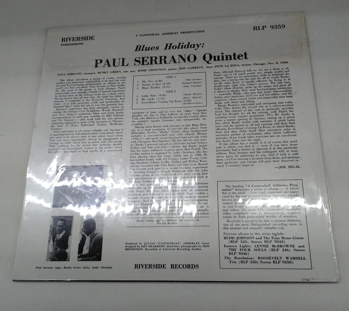 RIVERSIDE RECORDS LP BLUES HOLIDAY/PAUL SERRANO