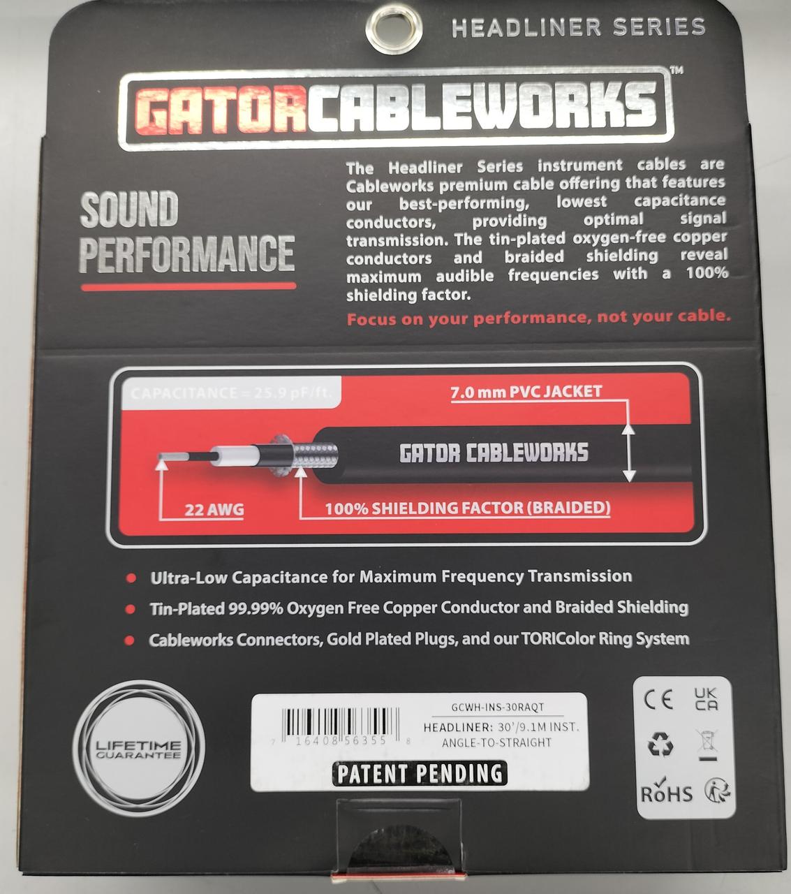GATOR CABLEWORKS Shielded Cable for Musical Instruments GCWH-INS-30RAQT - Banzai Thrifting | BanzaiHobby