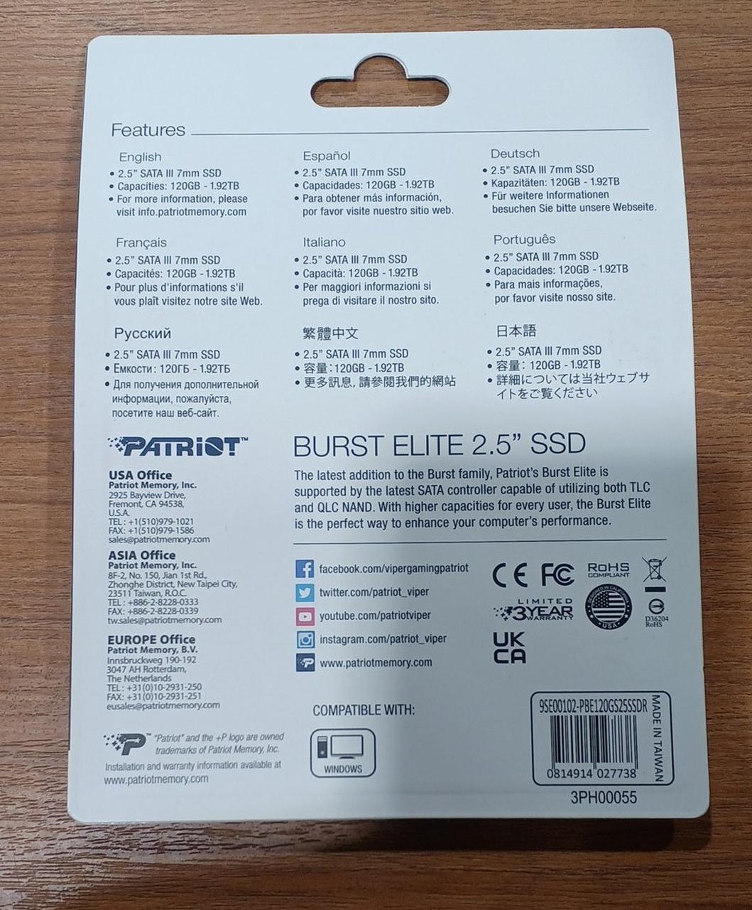 PATRIOT MEMORY SSD 120GB SATA3 built-in 2.5-inch - Banzai Thrifting | BanzaiHobby