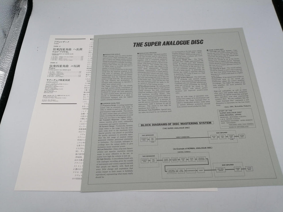 King Records LP Dvořák String Quartet in Major 'America' KIJC 9023