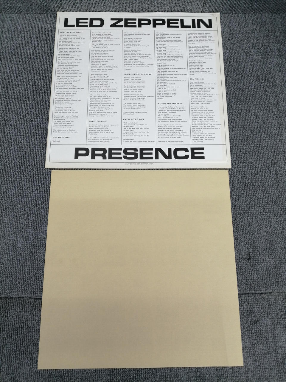 SWAN SONG LED ZEPPELIN/PRESENCE P-6521N