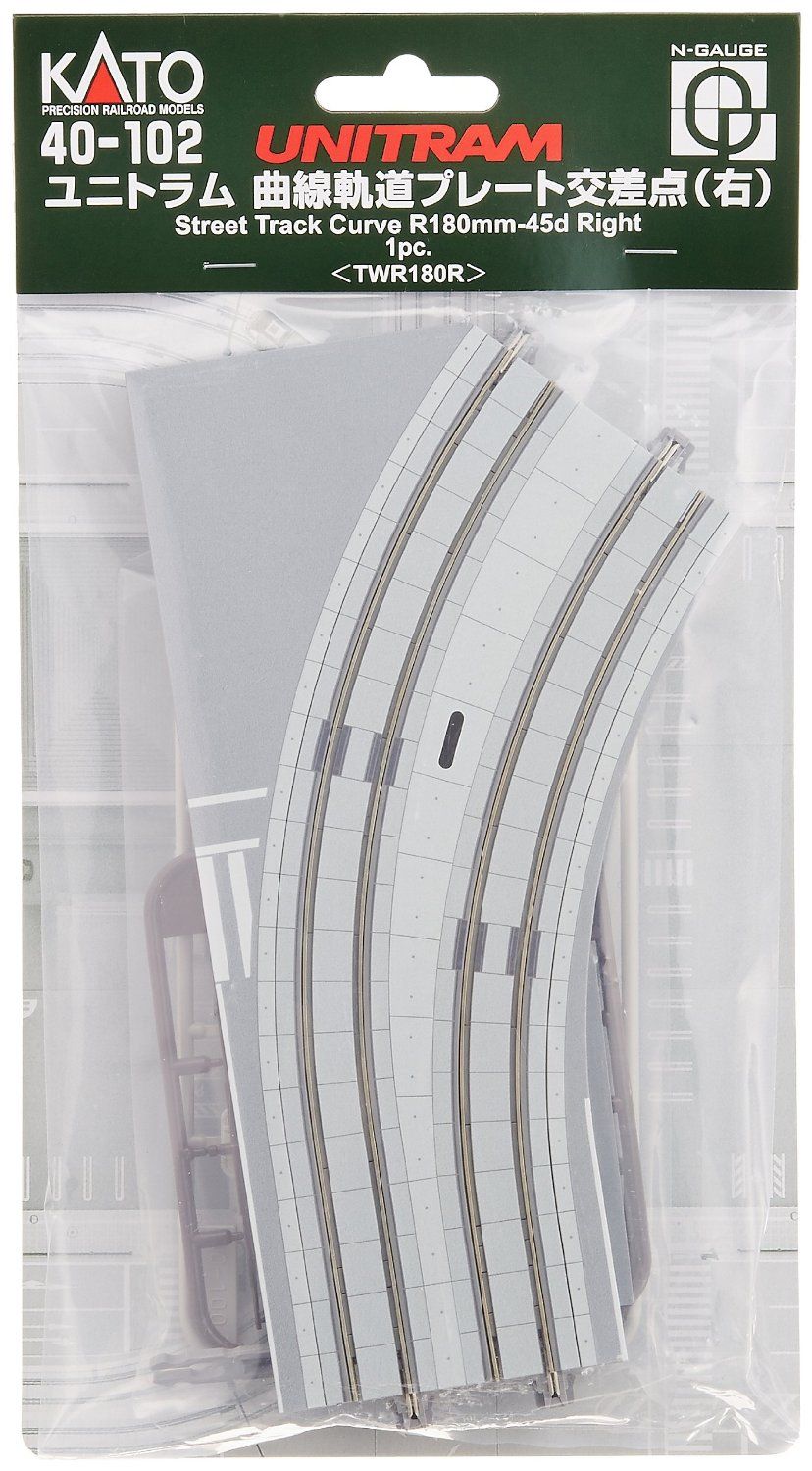 KATO 40-102 Unitram Street Track Curved Plate R180mm-45degrees Right - BanzaiHobby