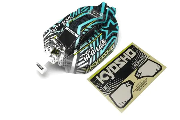 Kyosho IFB122WG INFERNO NEO 4.0 VE T1 Decoration Body Set (White/Green) - BanzaiHobby
