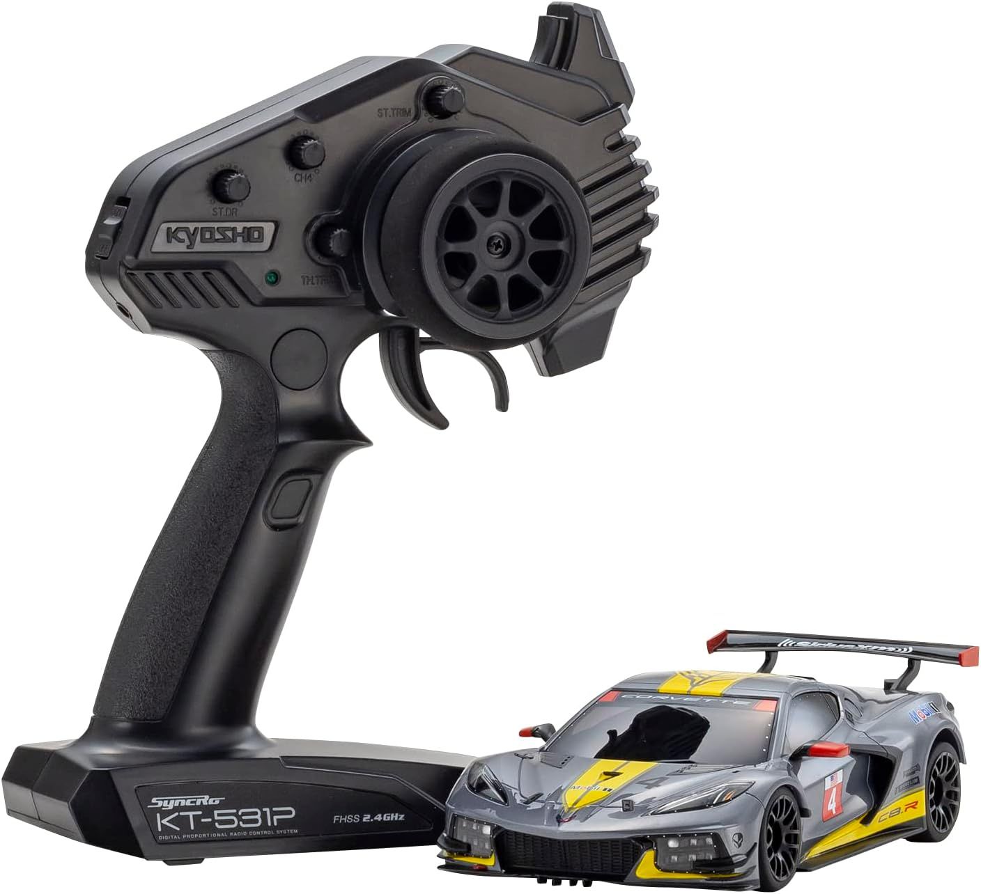 Kyosho 32342GM MR03RWD Chevrolet Corvette C8.R Gunmetal - BanzaiHobby