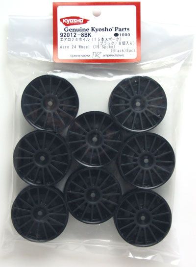 Kyosho 92012-8BKC Aero 24 Wheel (15-Spoke) (Black) 8pcs - BanzaiHobby