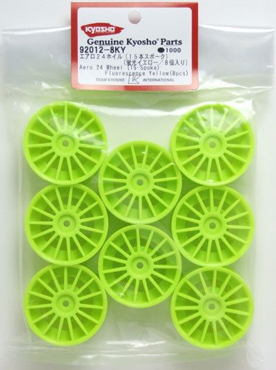 Kyosho 92012-8KYC Aero 24 Wheel (15-Spoke) (Yellow) 8pcs - BanzaiHobby