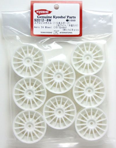 Kyosho 92012-8WB Aero 24 Wheel (15-Spoke) (White) 8pcs - BanzaiHobby