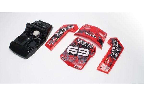 Kyosho EZ025R Outer panel set (Red : AXXE) - BanzaiHobby
