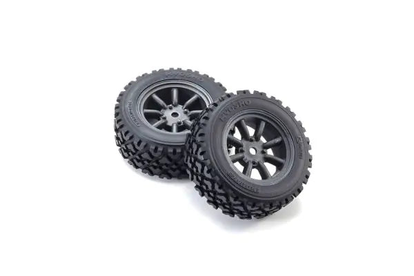 Kyosho FATH709BKM Glued Vintage Rally Tire FZ02-R(M)(8-Spoke Watanabe Wheel/Black Metallic/2pcs) - BanzaiHobby