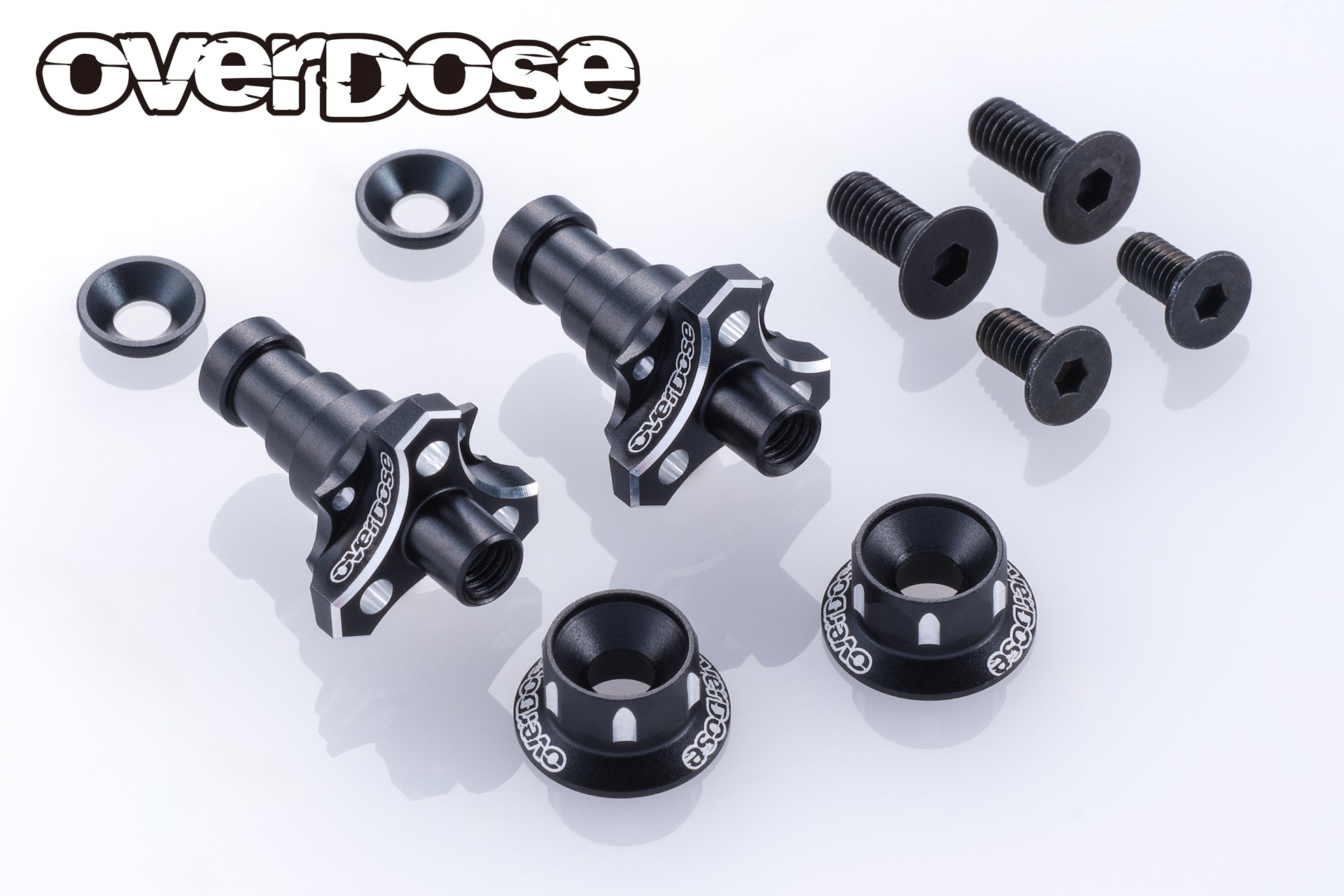 (PO APR 2026) OVERDOSE OD3988 Aluminum One Piece Axle Shaft Type-2 (For OD/RWD Front/7mm/Black)