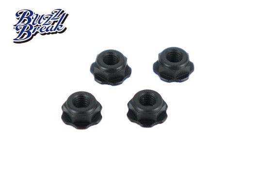 (PO FEB 2026) OVERDOSE BB-LN-011 BuzzBreak BB LOCK NUT (Low Height Serrated Type/Black/4pcs)
