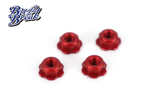 (PO FEB 2026) OVERDOSE BB-LN-012 BuzzBreak BB LOCK NUT (Low Height Serrated Type/Red/4pcs)
