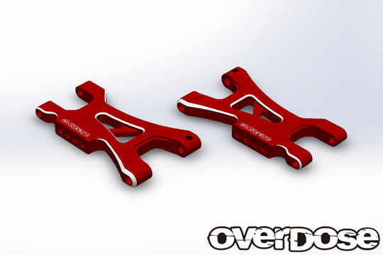 OVERDOSE OD3845 ES Aluminum Rear Suspension Arm Type-2 (For OD / Red) - BanzaiHobby