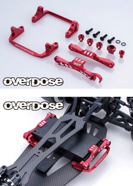 OVERDOSE OD3894 Aluminium Battery Holder Type-2 (For Galm / RED) - BanzaiHobby