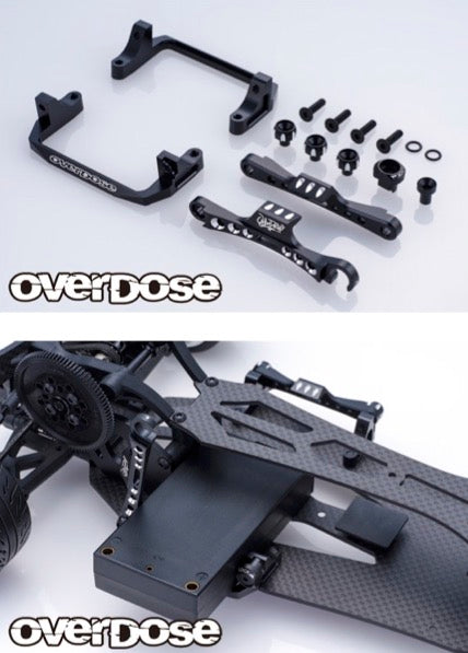 OVERDOSE OD3895 Aluminium Battery Holder Type-2 (For Galm / Black) - BanzaiHobby