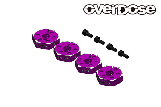 (PO JUN 2026) OVERDOSE OD3967 Aluminum Wheel Hub Set (4mm/Purple/4pcs) - BanzaiHobby