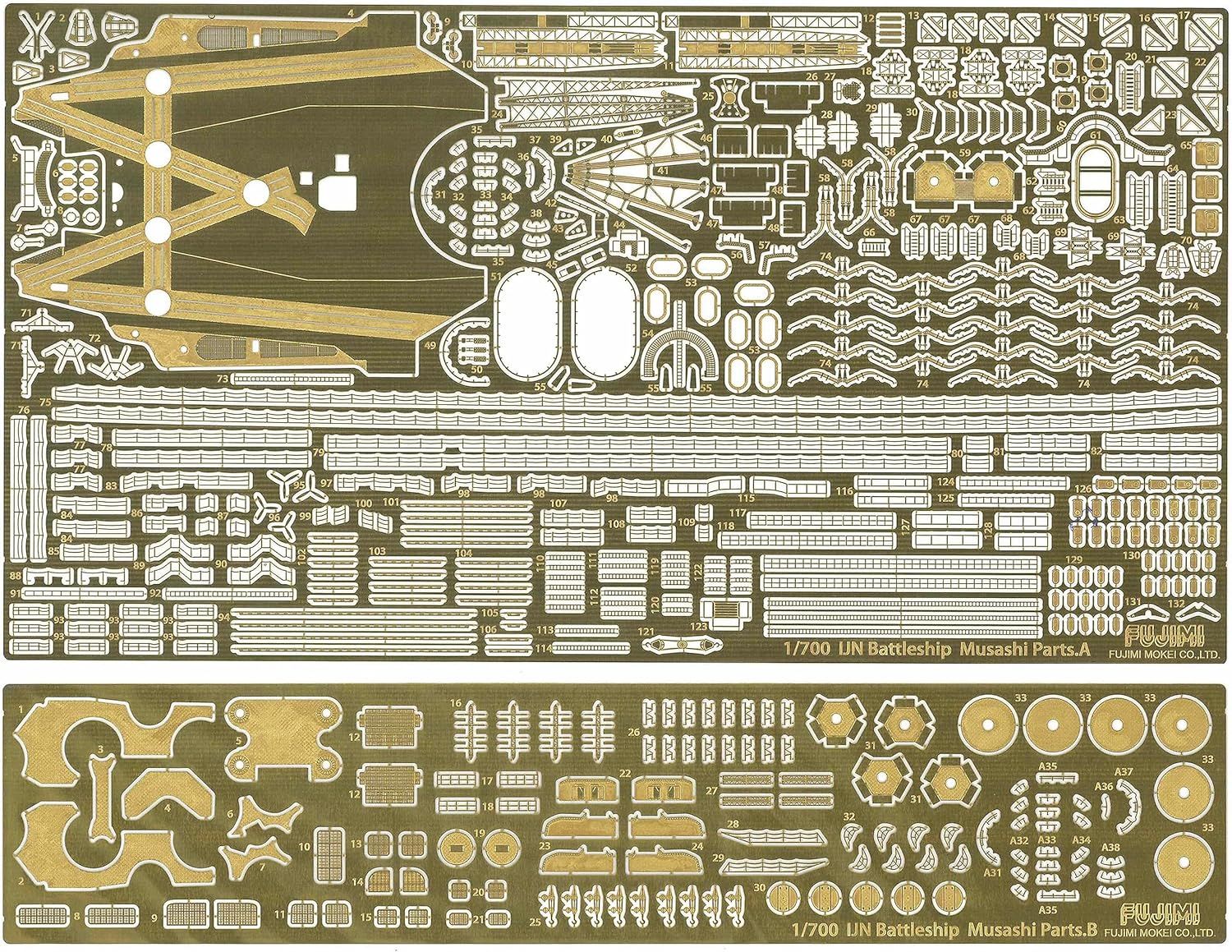 Fujimi  1/700 Imperial Navy Series No.47EX-1 Japanese Navy Battleship Musashi (Showa 19 / Operation KII) Full Hull Model (Etched Parts Included) - BanzaiHobby