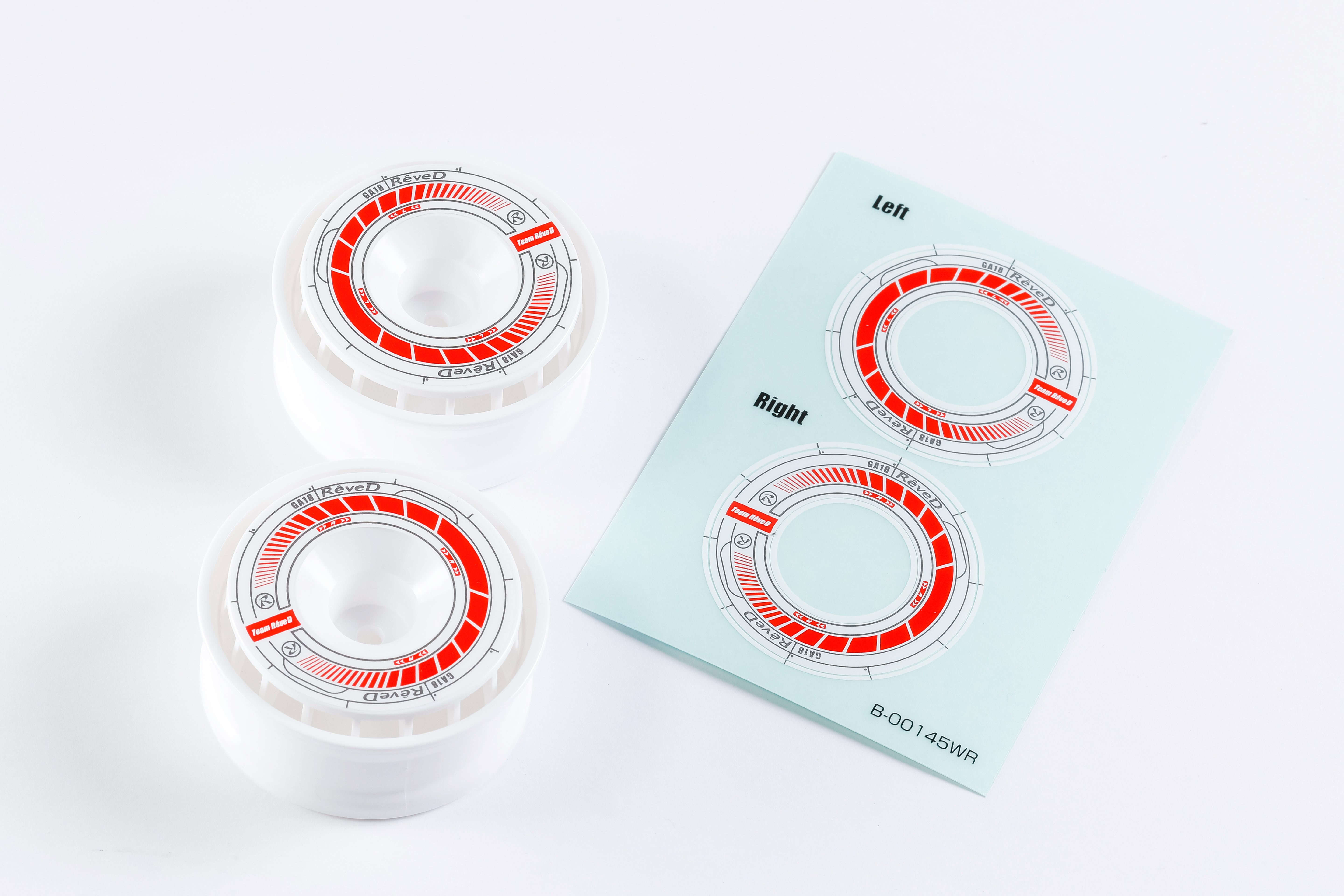 (PO JUL 2026) REVED RJ-WS01WR RW-GRA18 Series Wheel Sticker (White/Red) - BanzaiHobby