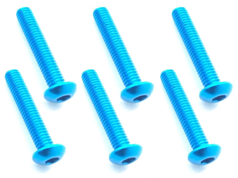 Square NAX-316TB 3x16 Hex Button Screws (Light Blue/6pcs) - BanzaiHobby