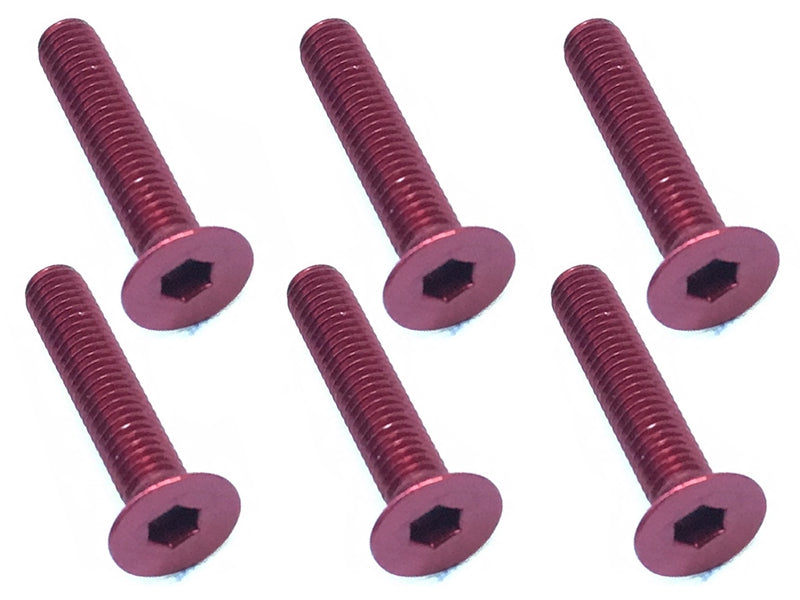 Square SAX-316R 3x16 Hex Countersunk Screw (Red/Pack of 6) - BanzaiHobby