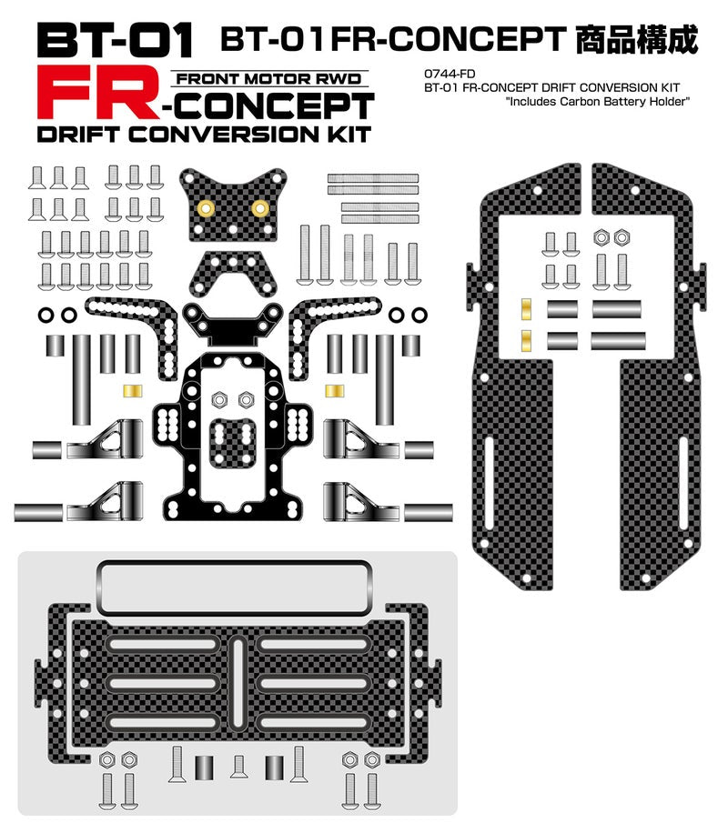 Wrap-Up Next 0744-FD BT-01 FR-CONCEPT Drift Conversion Kit w/Battery Holder - BanzaiHobby