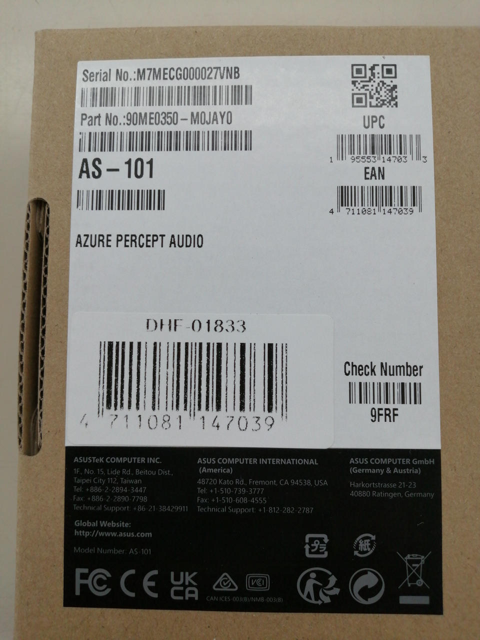ASUS Accessory Device: AZURE PERCEPT AUDIO