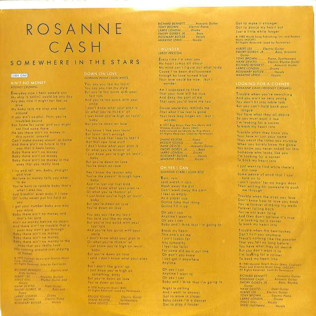COLUMBIA Rosanne Cash "SOMEWHERE IN THE ST FC37570
