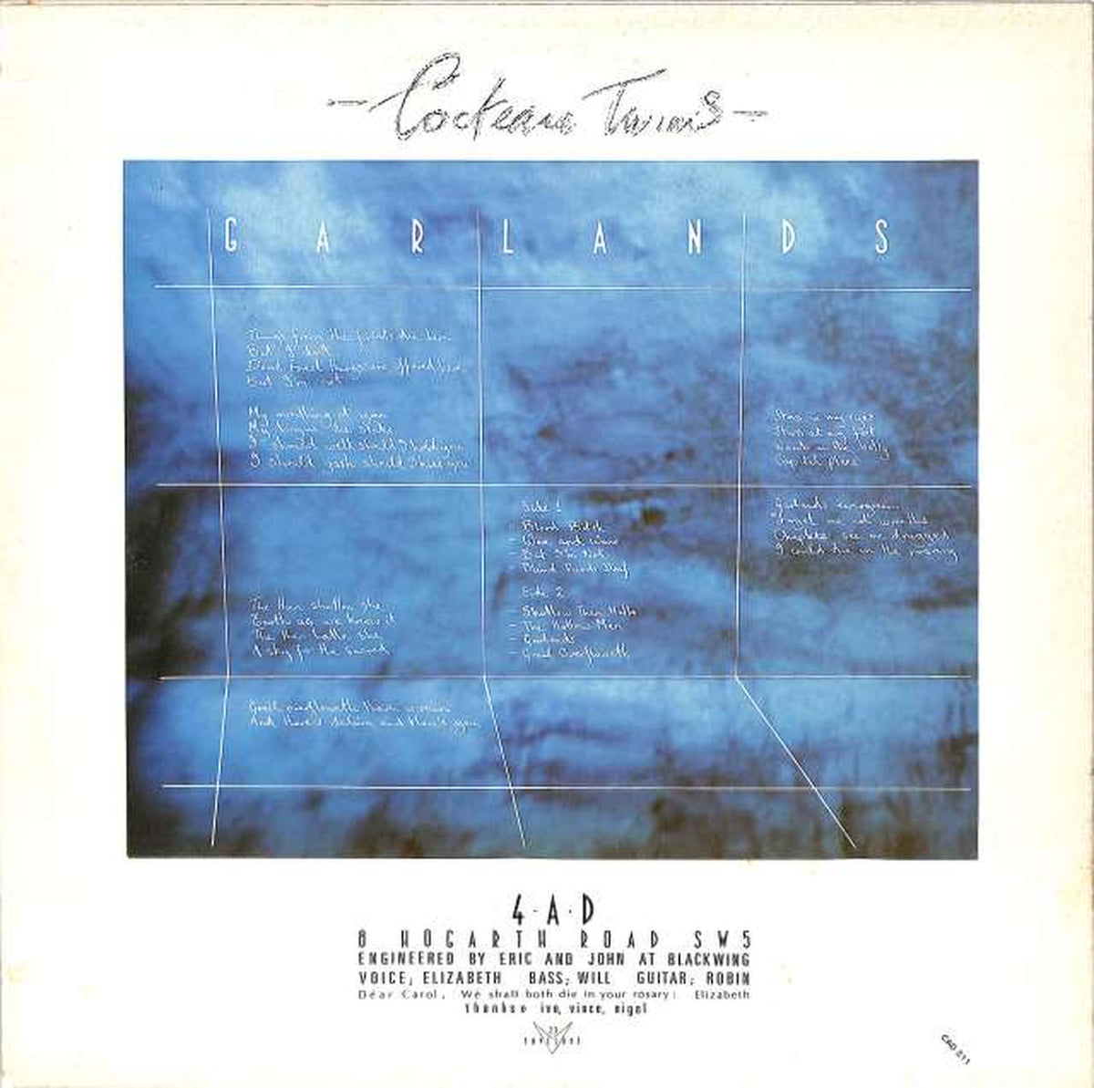 4AD Cocteau Twins "GARLANDS" Cocteau Twins "GARLANDS"