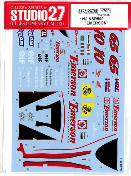 Studio27 DC785 1/12 NRS500 "EMERSON" decal - BanzaiHobby