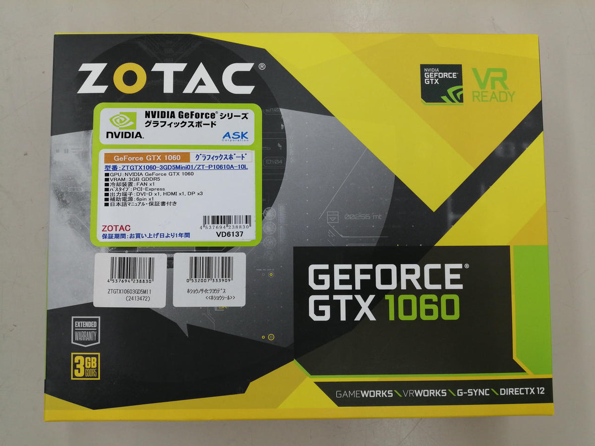 ZOTAC GeForce GTX1060 GDDR5 3GB ZT-P10610A-10L