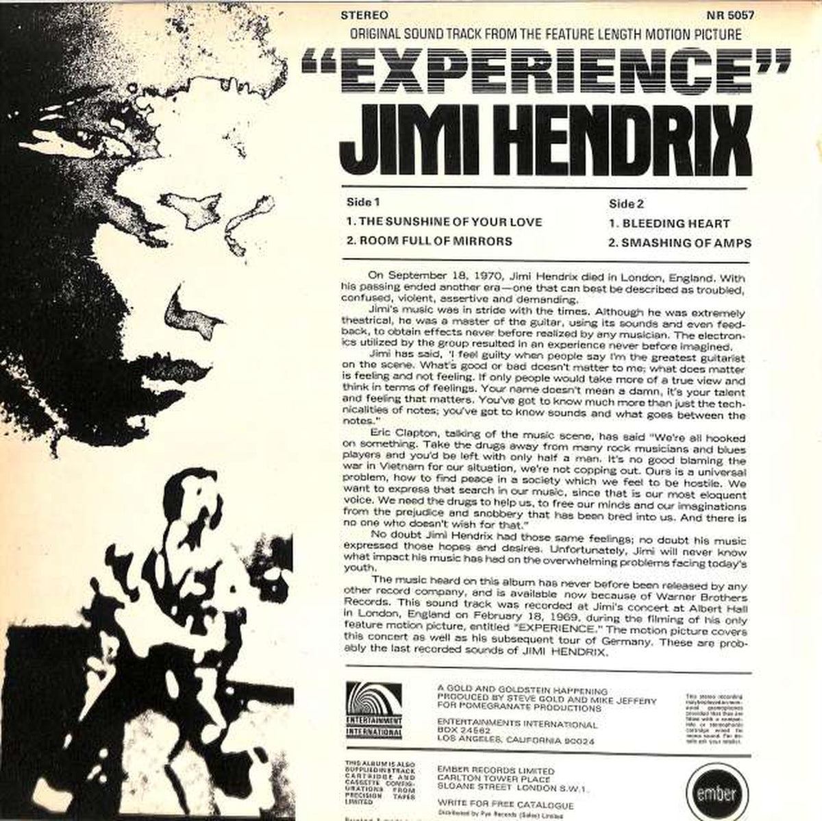 EMBER Jimi Hendrix "EXPERILENCE" NR5057