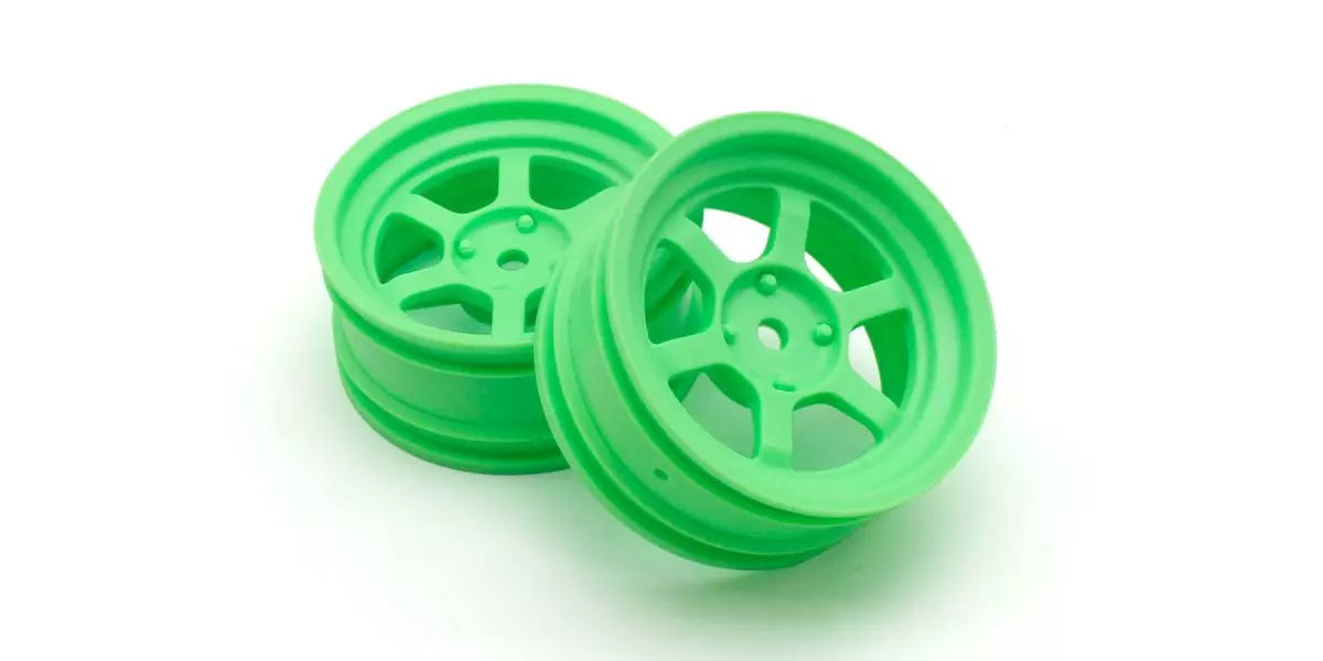 Kyosho FAH709KG RAYS TE37V Wheel Offset 5mm (FZD2/Fluorescent Green, 2 pieces) - BanzaiHobby
