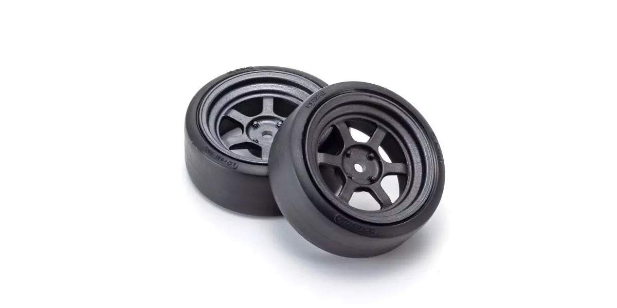 Kyosho FATH711BKD Pre-installed Drift Tires for FZD2 (RAYSTE37V/Black M/2 pack) - BanzaiHobby