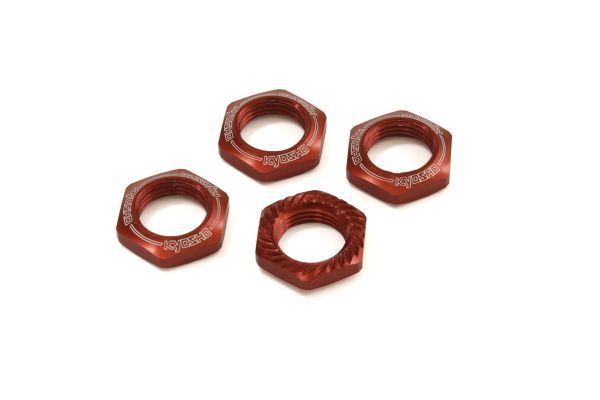Kyosho IFW472R Wheel Nut (Red/4pcs/for Serration) - BanzaiHobby