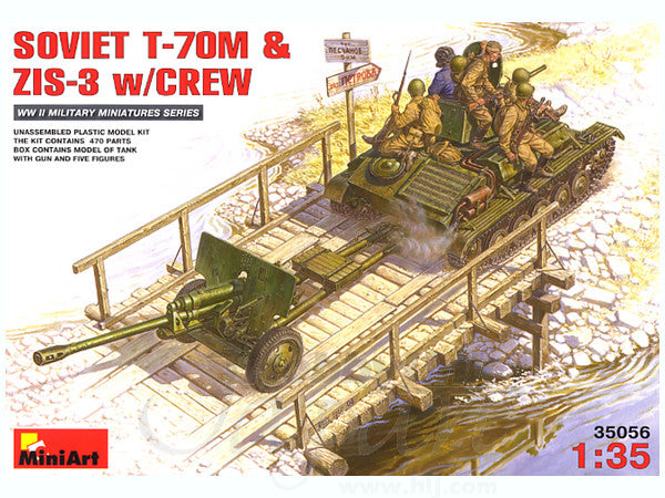 Mini Art MA35056 1/35 Soviet T-70M early model & 5 ZIS3 figures - BanzaiHobby