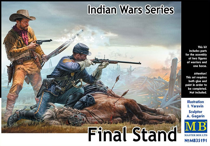 Master Box MB35191 1/35 Indian Wars Series: Final Stand Cavalry & Private Guide + Horse - BanzaiHobby