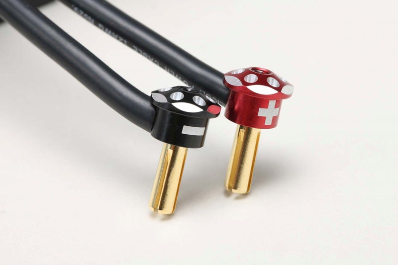 Yokomo RP-121P4 Aluminum Battery Plug Cap Set Φ4 (Red/Black) - BanzaiHobby