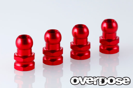 OVERDOSE OD1528B Aluminium Damper Pivot Ball (Red / 4pcs) - BanzaiHobby