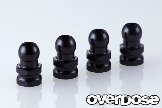 OVERDOSE OD1966b Aluminium Damper Pivot Ball (4pcs/Black) - BanzaiHobby