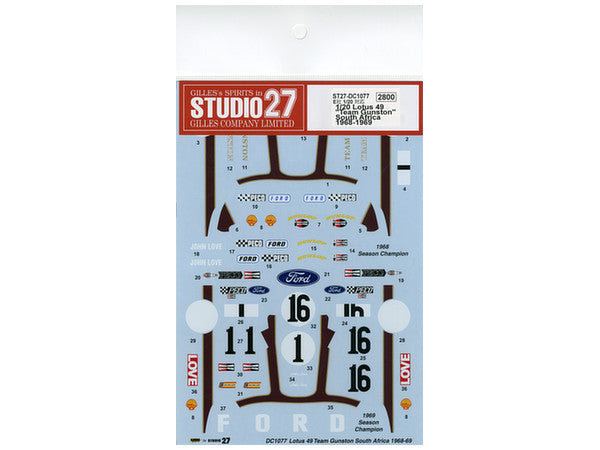 Studio27 DC1077 1/20 Lotus 49 Team Gunston - BanzaiHobby