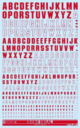 Sujiborido ST02-A01-RE Robo Decal Alphabet 01 Red - BanzaiHobby