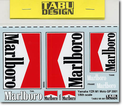 Tabu Design TABU06001 1/6 Yamaha YZR500 Marlboro '01 Tobacco Decal - BanzaiHobby